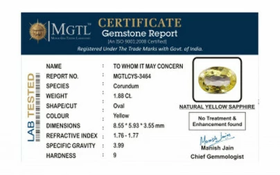 Yellow Sapphire - CYS 3464 (Origin - Ceylon) Limited - Quality